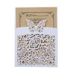 Wholesale Wedding Invitation Card Laser Rose Pattern Bowknot